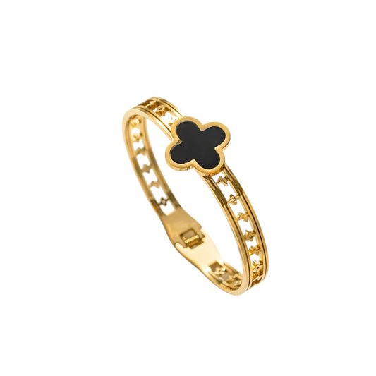 Clover Black Bangle