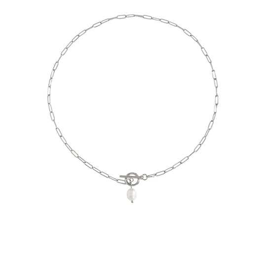 Pearl fob necklace Silver