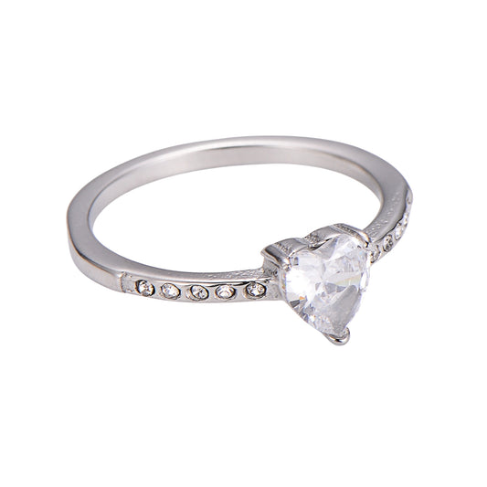 Heart stone ring silver