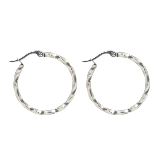 Twisted hoop earrings silver
