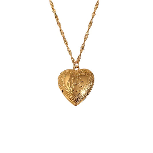 Paw locket necklace gold