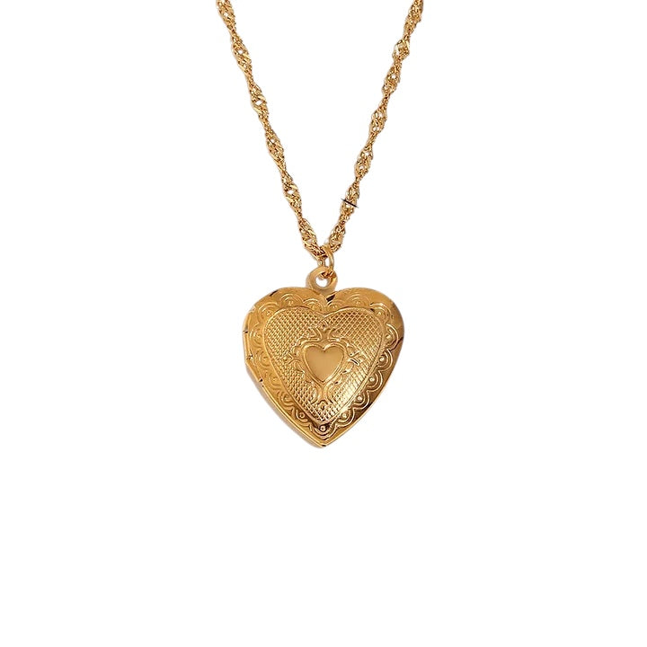 Heart locket necklace gold