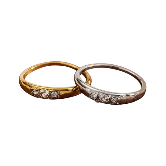 Rose diamonte ring silver