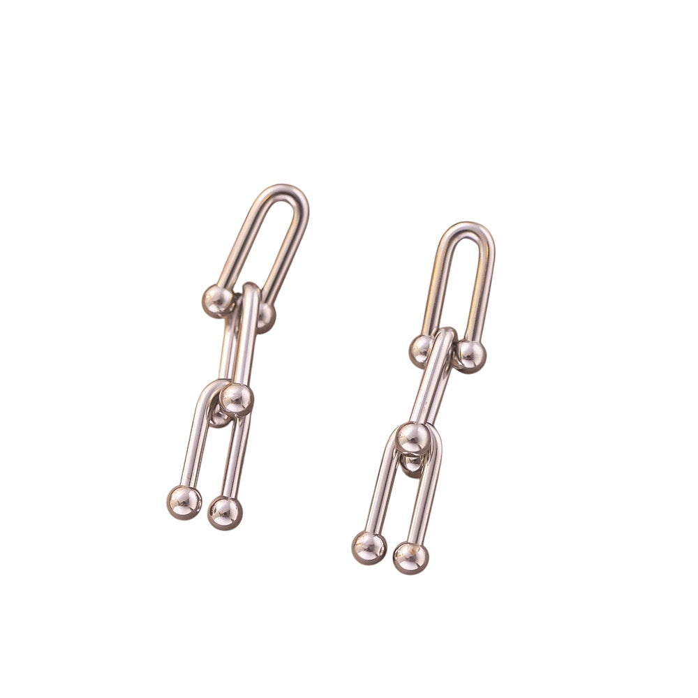 Drop link drop earrings silver