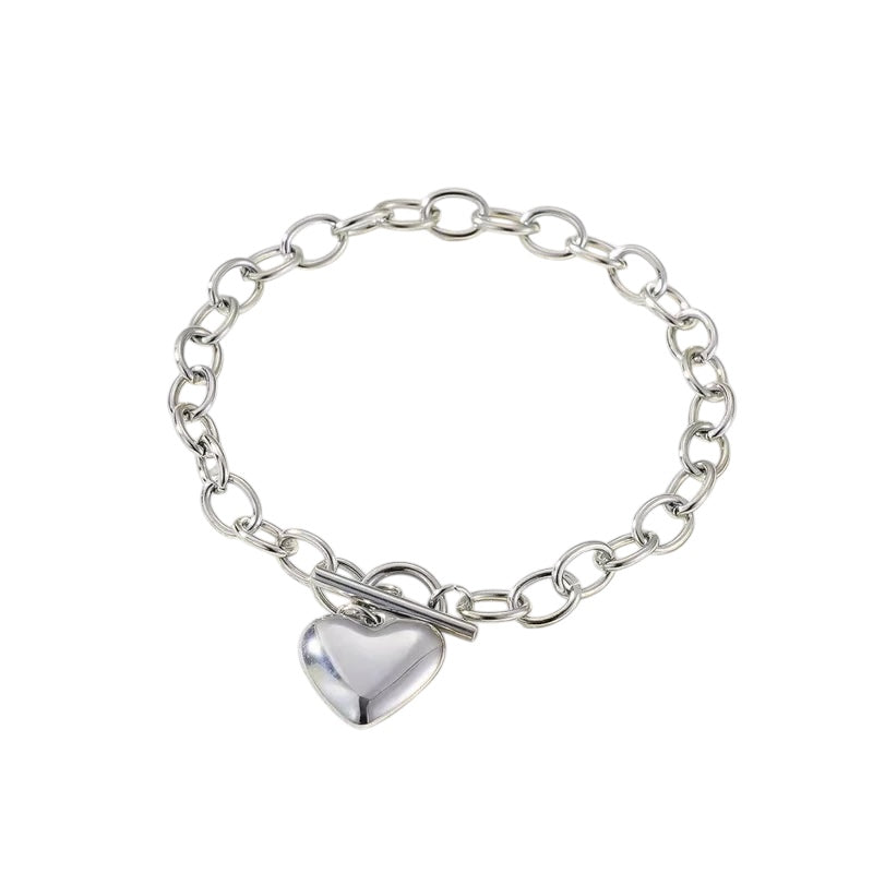 Heart fob bracelet silver