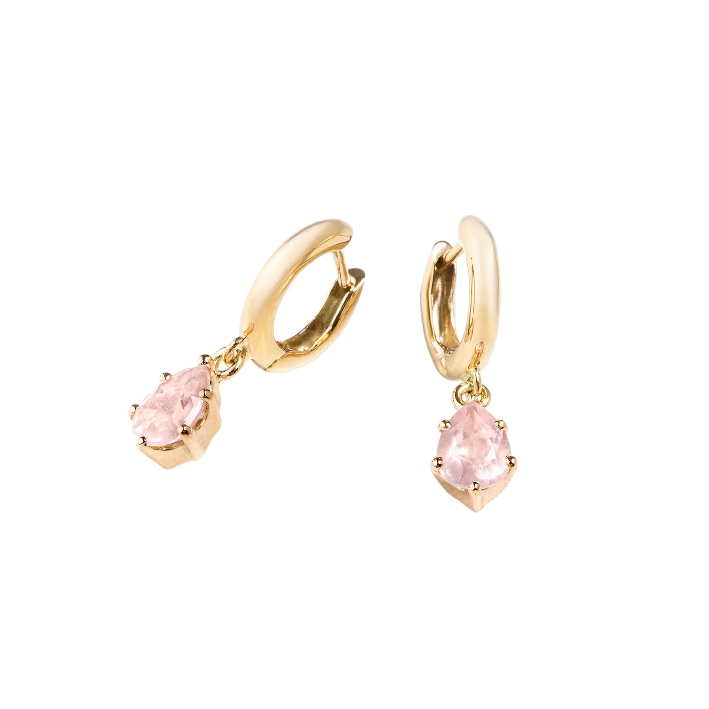 Pink teardrop earrings gold