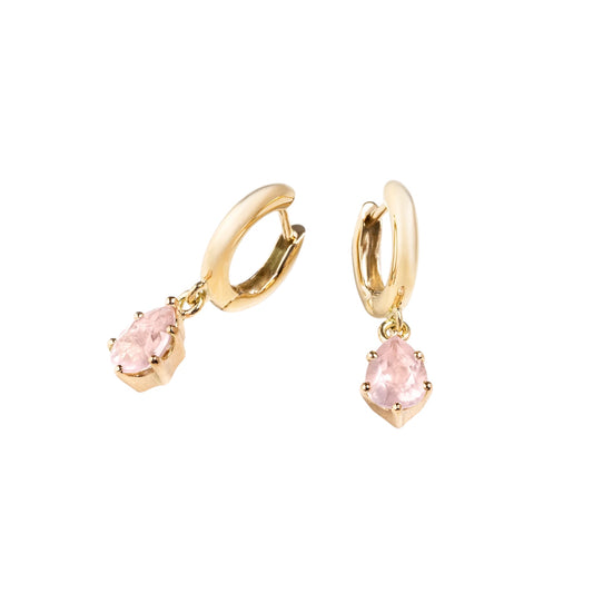 Pink teardrop earrings gold