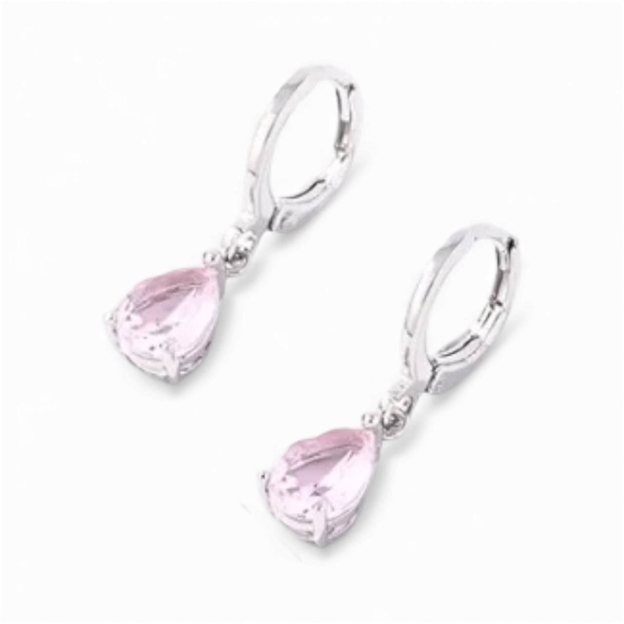 Pink teardrop earrings silver