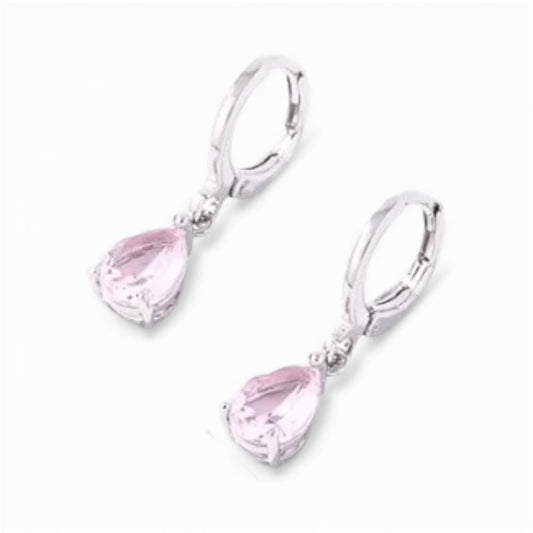 Pink teardrop earrings silver