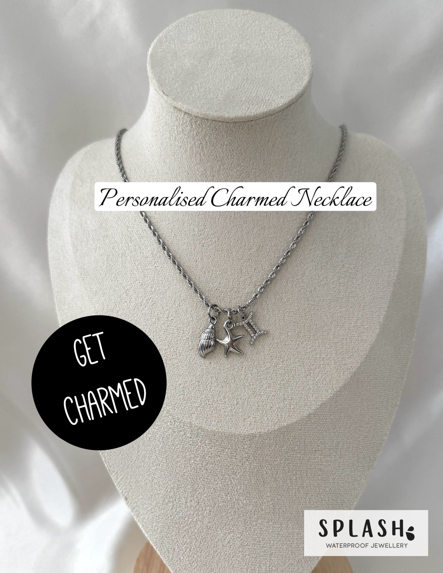 Get Charmed Silver Necklace + 3 Charms