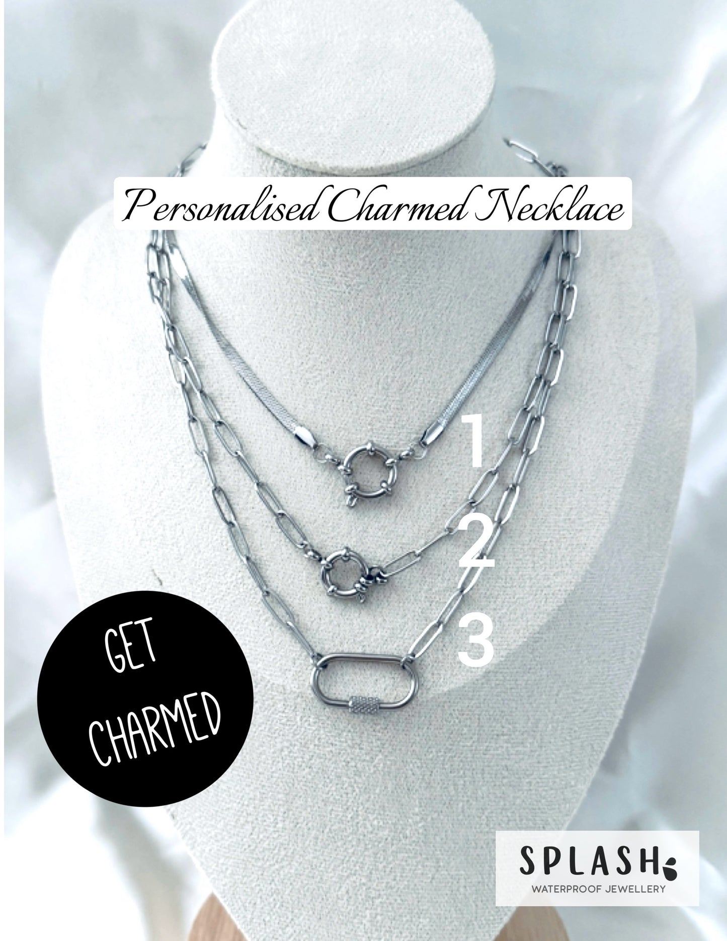 Get Charmed Silver Necklace + 3 Charms