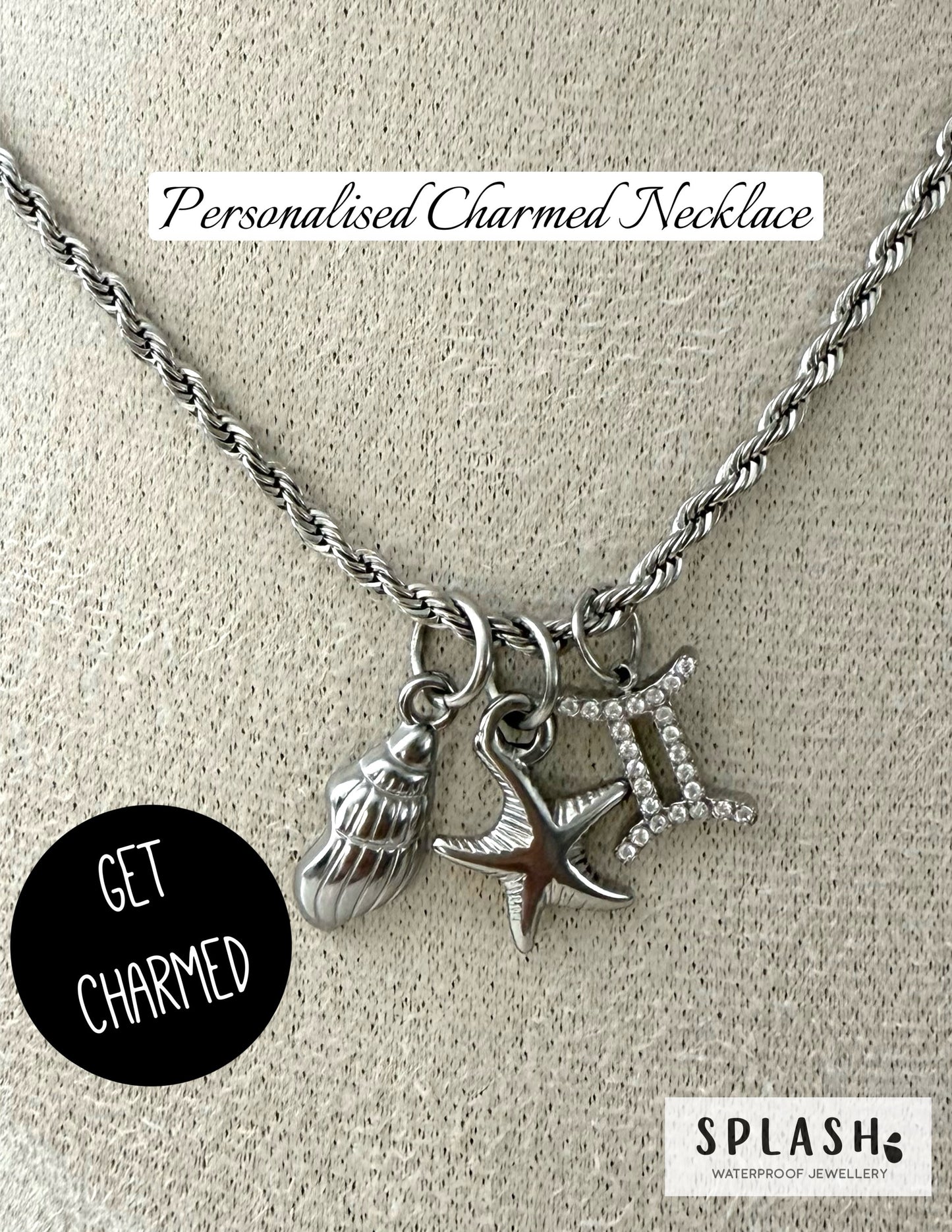 Get Charmed Silver Necklace + 3 Charms